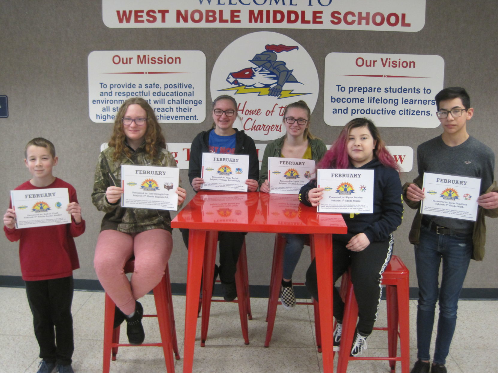 WNMS seventh-grade students of the month